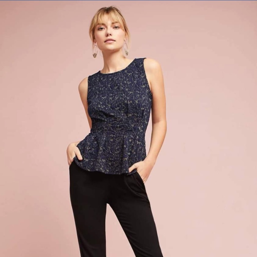 Anthropologie Eva Franco Shine Jacquard Peplum
